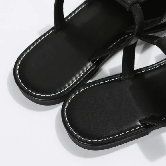 COPY - Women’s Fashion Black Metal Decor Stitch Detail Slide Sandals *NEW* - Picture 6 of 7